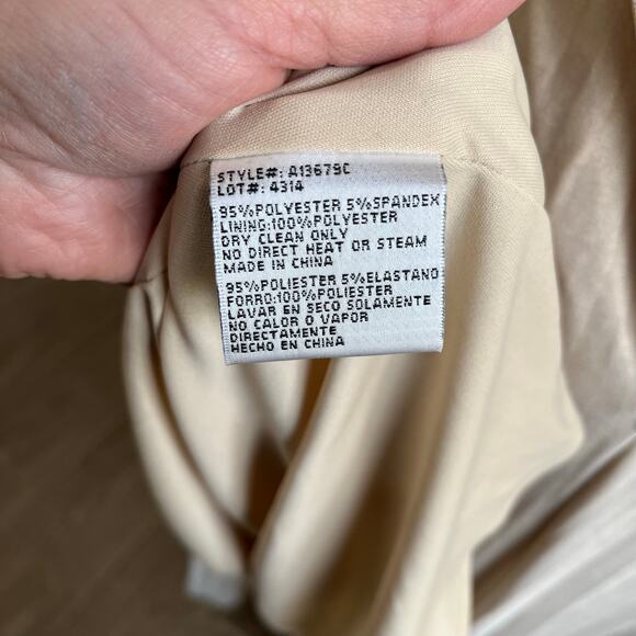 Cache Pale Gold Shimmer Pleated Skirt Jersey Halter Maxi Evening Gown Size 8 - Picture 5 of 9